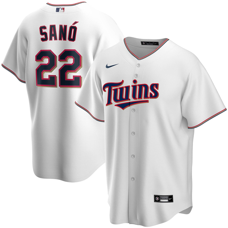 2020 MLB Men Minnesota Twins 22 Miguel Sano Nike White Home 2020 Replica Player Jersey 1